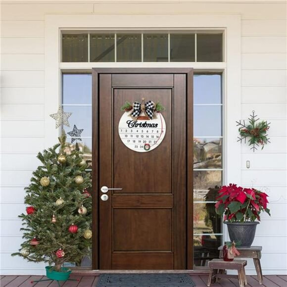 Christmas Hanging Sign Welcome Door Sign for Front Door Home Decoration (white) - Picture 4 of 6